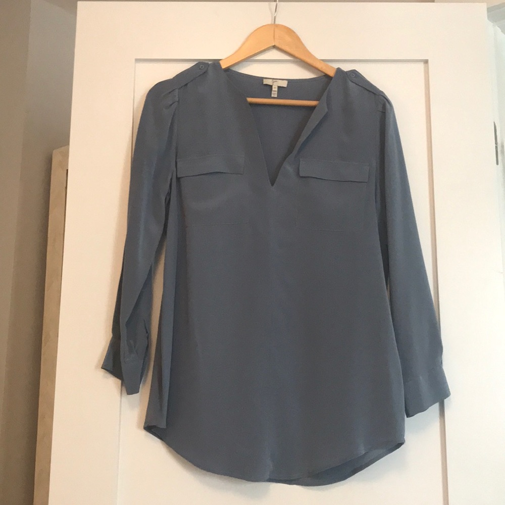 Joie Grayish Blue Silk Blouse
